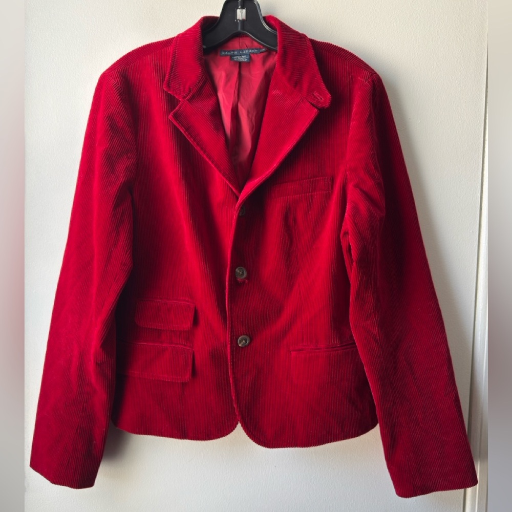 Ralph Lauren Red Blue Tag Corduroy Blazer